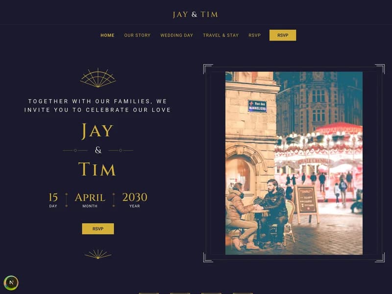 Jay & Tim wedding website preview