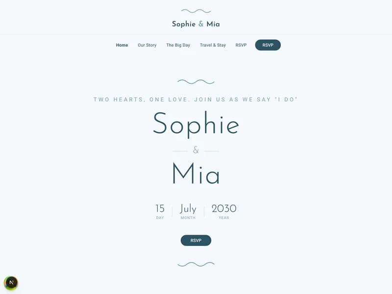 Sophie & Mia wedding website preview